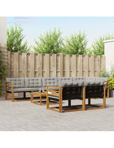 Set di divani con cuscino 9 pcs Grigio Naturale e Chiaro