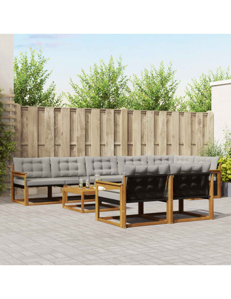 Set di divani con cuscino 9 pcs Grigio Naturale e Chiaro