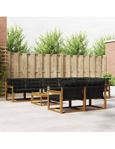 Set di divani con cuscino 9 pcs Naturale e Nero