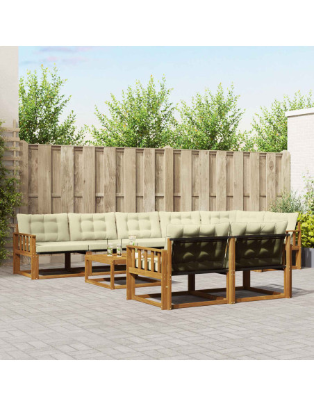 Set di divani con cuscino 9 pcs Naturale e Crema