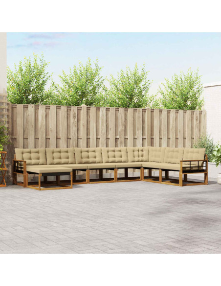 Set di divani 24 pcs Naturale e Beige Legno di Acacia Massello