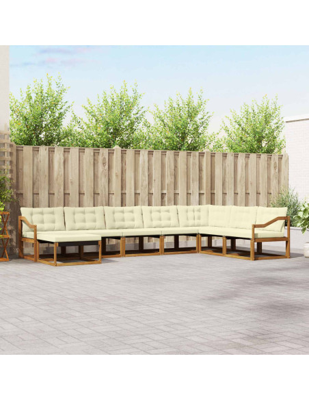 Set di divani 24 pcs Naturale e Crema Legno di Acacia Massello