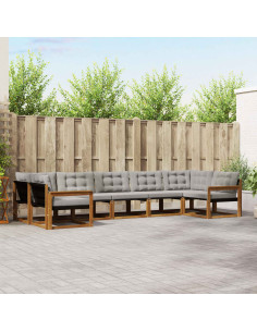 Set di divani con cuscino 7 pcs Grigio Naturale e Chiaro