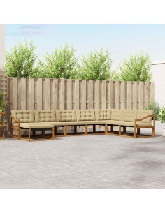 Set di divani 24 pcs Naturale e Beige Legno di Acacia Massello