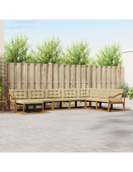 Set di divani 24 pcs Naturale e Beige Legno di Acacia Massello