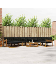 Set di divani 25 pcs Naturale e Nero Legno di Acacia Massello