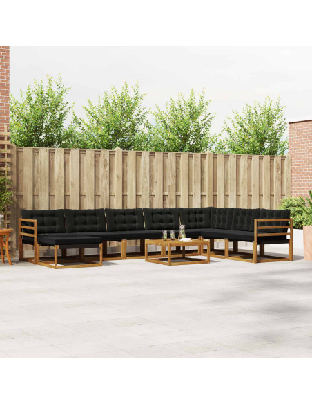 Set di divani 25 pcs Naturale e Nero Legno di Acacia Massello