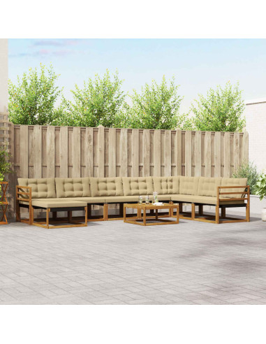 Set di divani 25 pcs Naturale e Beige Legno di Acacia Massello