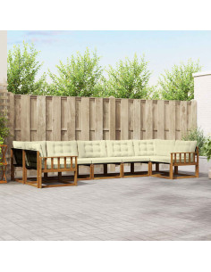 Set di divani con cuscino 7 pcs Naturale e Crema