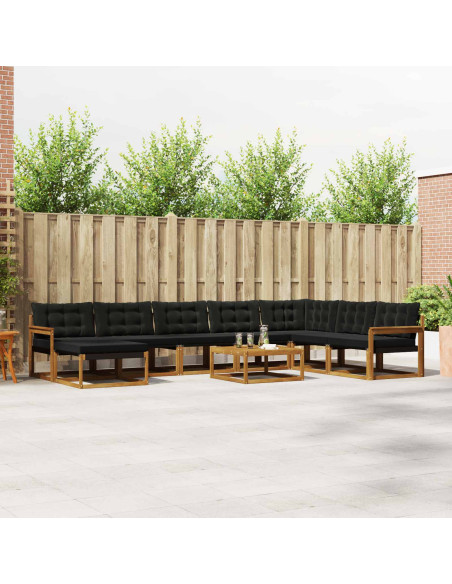 Set di divani 25 pcs Naturale e Nero Legno di Acacia Massello