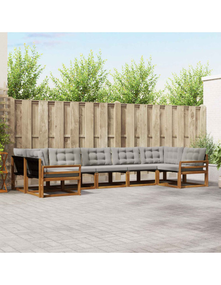 Set di divani con cuscino 7 pcs Grigio Naturale e Chiaro