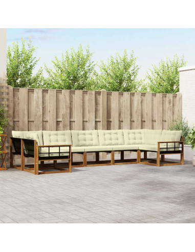 Set di divani con cuscino 7 pcs Naturale e Crema