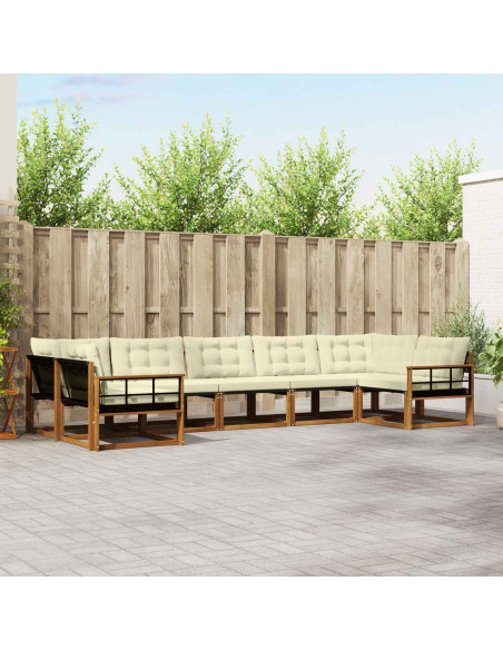 Set di divani con cuscino 7 pcs Naturale e Crema