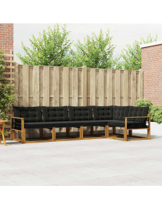 Set di divani con cuscino 5 pcs Naturale e Nero