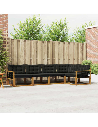 Set di divani con cuscino 5 pcs Naturale e Nero