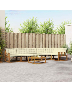 Set di divani con cuscino 7 pcs Naturale e Crema