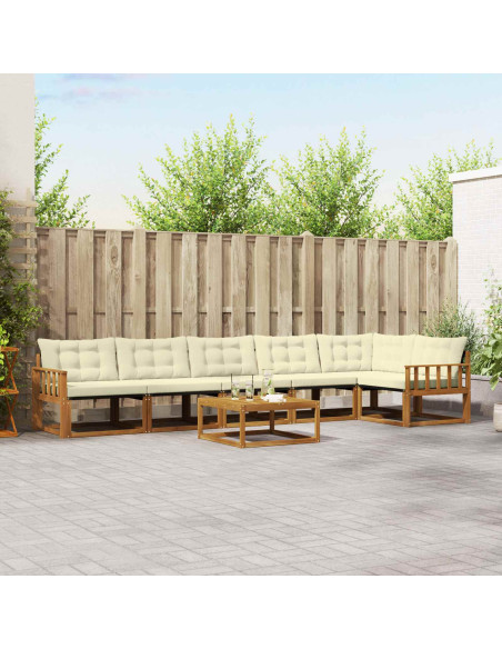 Set di divani con cuscino 7 pcs Naturale e Crema