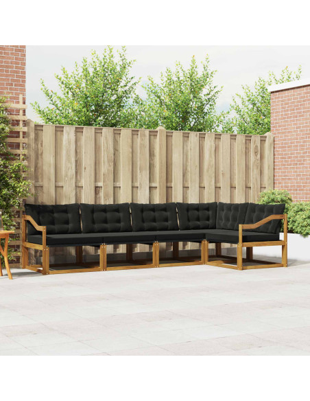 Set di divani con cuscino 5 pcs Naturale e Nero