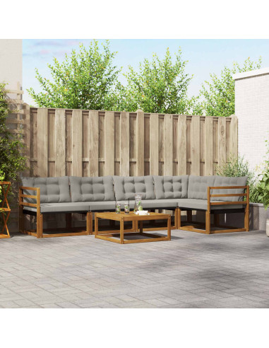 Set di divani con cuscino 6 pcs Grigio Naturale e Chiaro