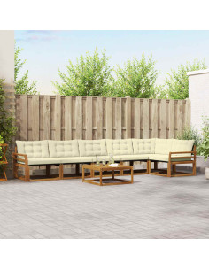 Set di divani con cuscino 7 pcs Naturale e Crema