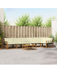Set di divani con cuscino 7 pcs Naturale e Crema