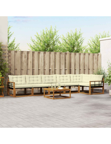 Set di divani con cuscino 7 pcs Naturale e Crema