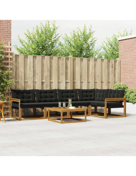 Set di divani con cuscino 6 pcs Naturale e Nero