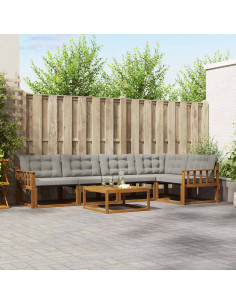 Set di divani con cuscino 6 pcs Grigio Naturale e Chiaro