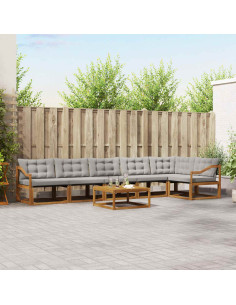 Set di divani con cuscino 7 pcs Grigio Naturale e Chiaro