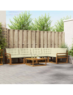 Set di divani con cuscino 6 pcs Naturale e Crema