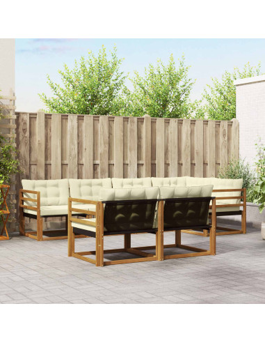 Set di divani con cuscino 7 pcs Naturale e Crema