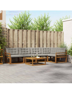 Set di divani con cuscino 6 pcs Grigio Naturale e Chiaro 2