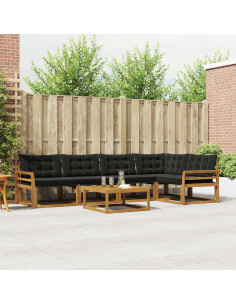 Set di divani con cuscino 6 pcs Naturale e Nero 2