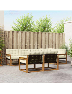 Set di divani con cuscino 7 pcs Naturale e Crema