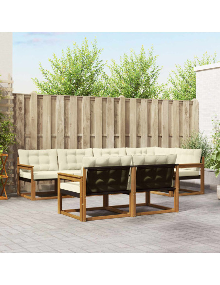 Set di divani con cuscino 7 pcs Naturale e Crema