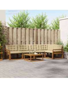 Set di divani con cuscino 6 pcs Naturale e Beige 2