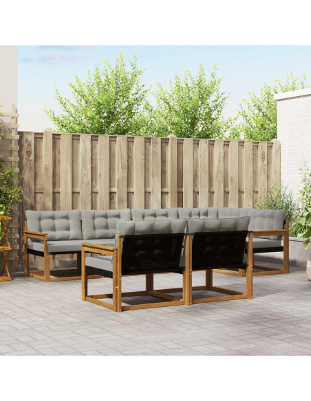 Set di divani con cuscino 7 pcs Grigio Naturale e Chiaro