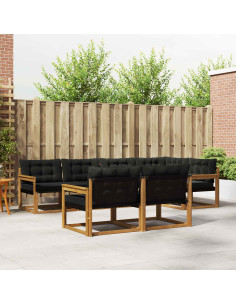 Set di divani con cuscino 7 pcs Naturale e Nero