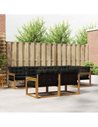 Set di divani con cuscino 7 pcs Naturale e Nero