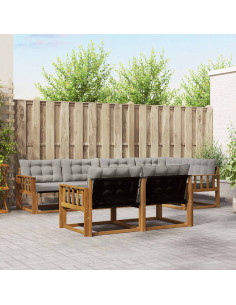 Set di divani con cuscino 7 pcs Grigio Naturale e Chiaro