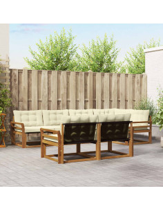 Set di divani con cuscino 7 pcs Naturale e Crema