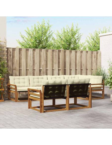Set di divani con cuscino 7 pcs Naturale e Crema