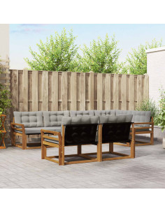 Set di divani con cuscino 7 pcs Grigio Naturale e Chiaro