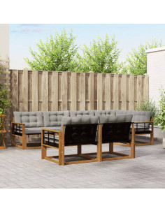 Set di divani con cuscino 7 pcs Grigio Naturale e Chiaro