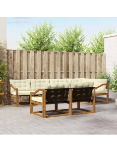 Set di divani con cuscino 7 pcs Naturale e Crema