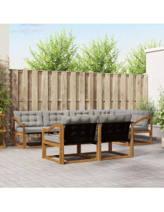 Set di divani con cuscino 7 pcs Grigio Naturale e Chiaro