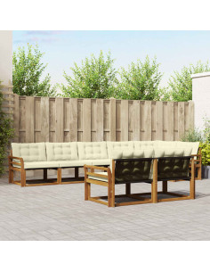 Set di divani con cuscino 8 pcs Naturale e Crema