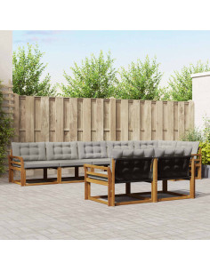 Set di divani con cuscino 8 pcs Grigio Naturale e Chiaro