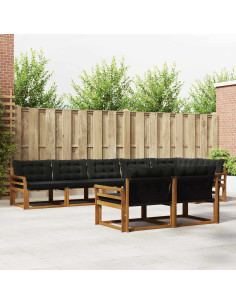 Set di divani con cuscino 8 pcs Naturale e Nero