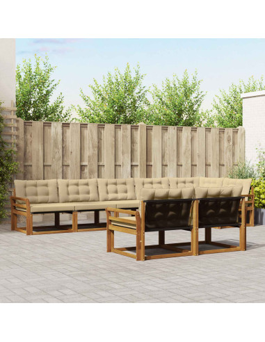 Set di divani con cuscino 8 pcs Naturale e Beige